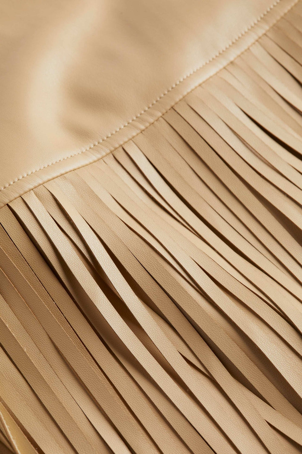Karolina Vegan Leather Fringe Skirt in Croissant | L'AGENCE near me