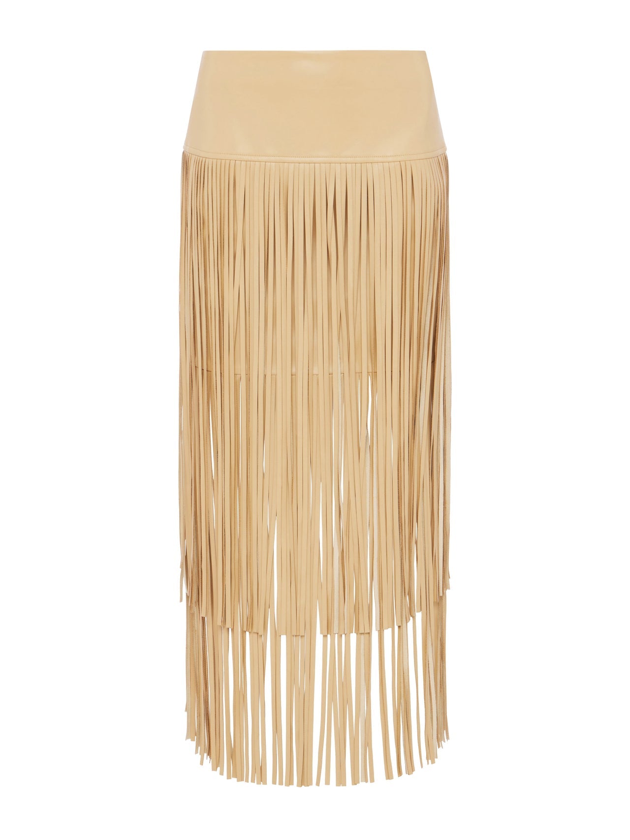 Karolina Vegan Leather Fringe Skirt in Croissant | L'AGENCE near me