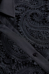 Odelia Cropped Paisley Lace Blouse in Black | L'AGENCE sale