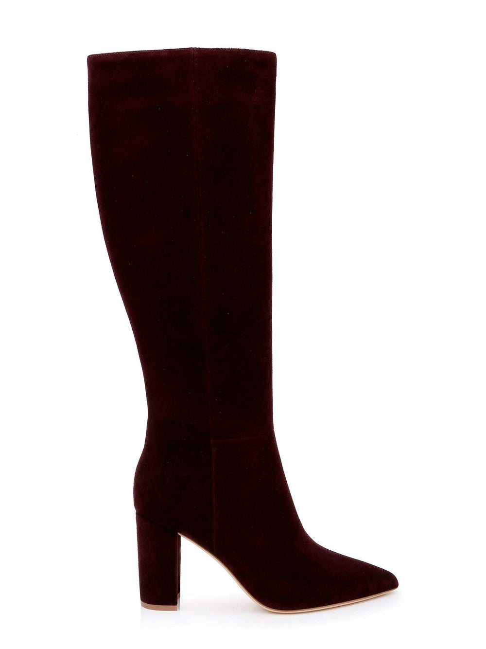 Christiane Knee High Boot in Burgundy Chocolate Suede | L'AGENCE sale