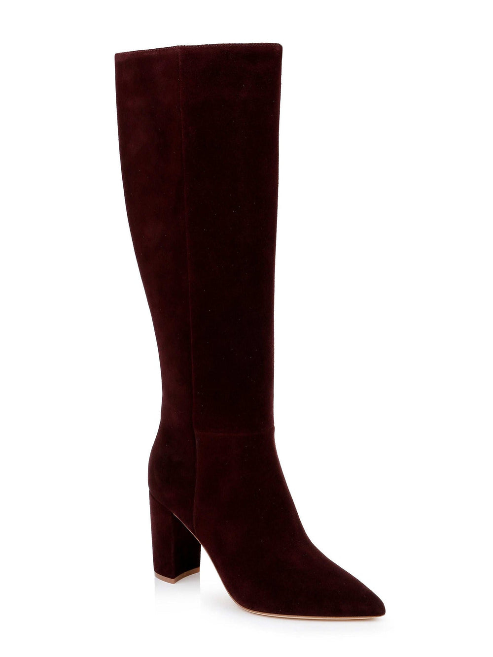 Christiane Knee High Boot in Burgundy Chocolate Suede | L'AGENCE sale