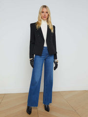 Marie Double-Breasted Slim-Fit Blazer in Black | L'AGENCE online