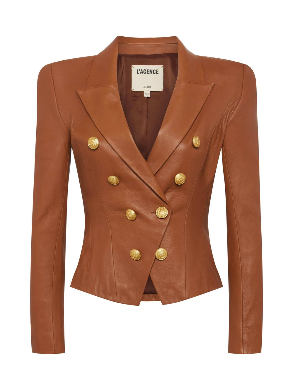 Bethany Leather Blazer in Soft Cognac | L'AGENCE sale