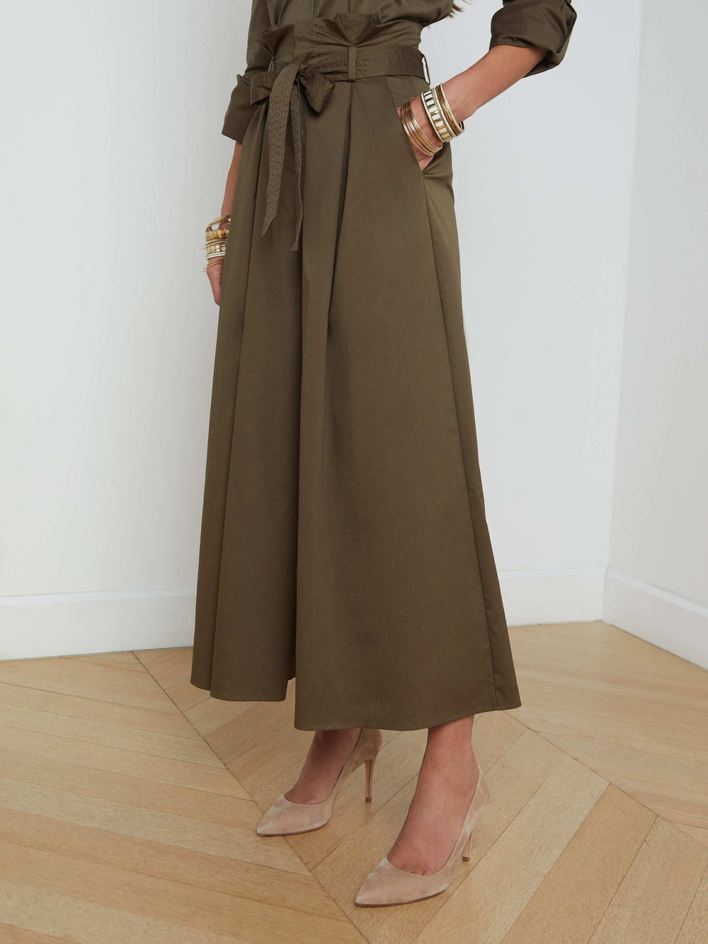 Lowen Paperbag Pant in Pine | L'AGENCE US