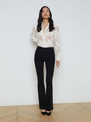 Jenica Long-Sleeve Lace Button-Down Blouse in Ivory | L'AGENCE near me