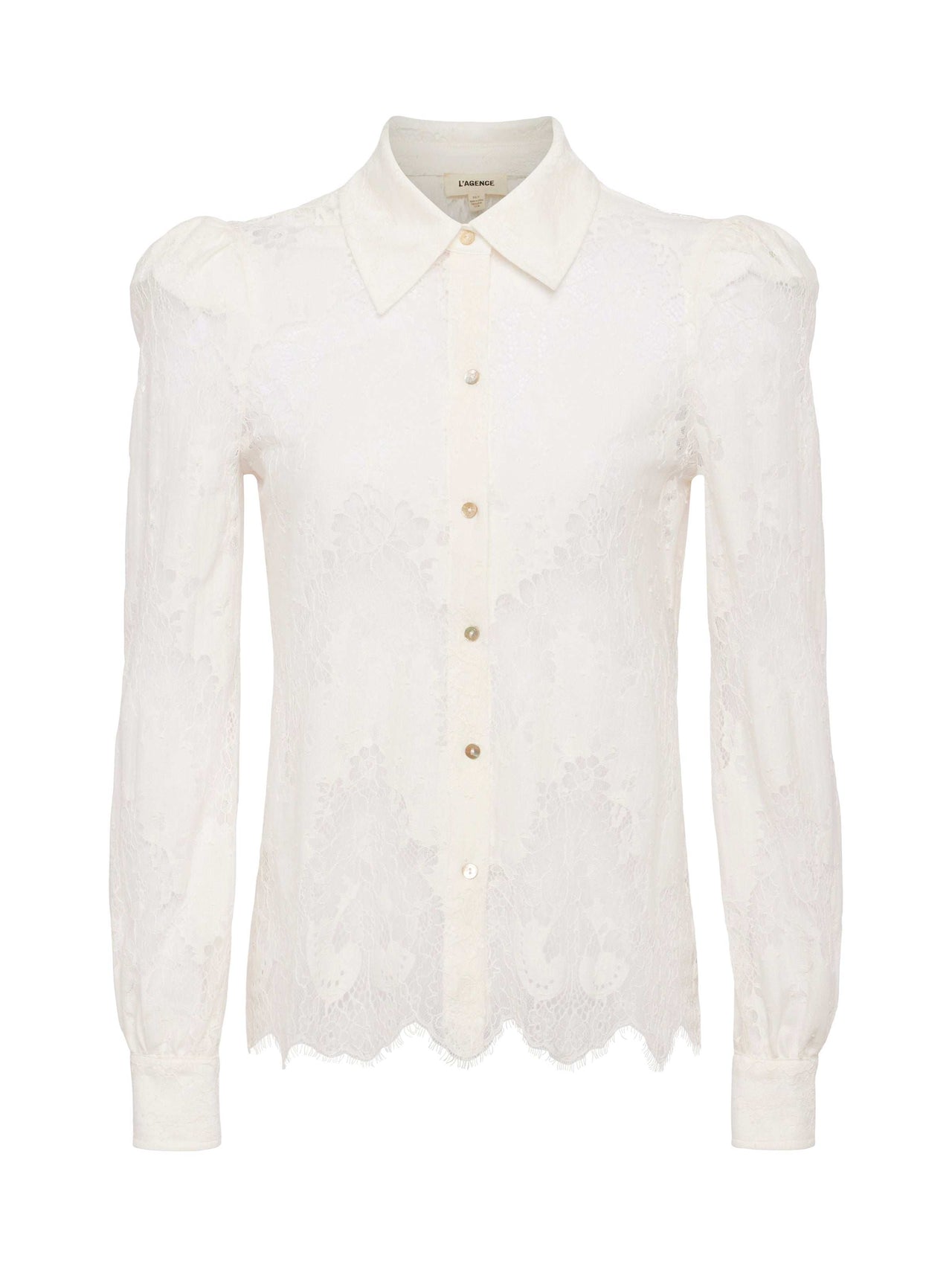 Jenica Long-Sleeve Lace Button-Down Blouse in Ivory | L'AGENCE near me