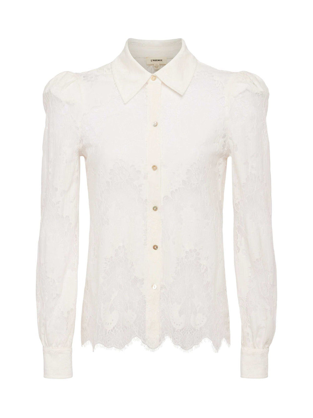 Jenica Long-Sleeve Lace Button-Down Blouse in Ivory | L'AGENCE near me
