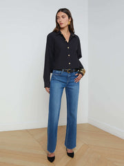Cosette Shirt in Black/Gold | L'AGENCE sale