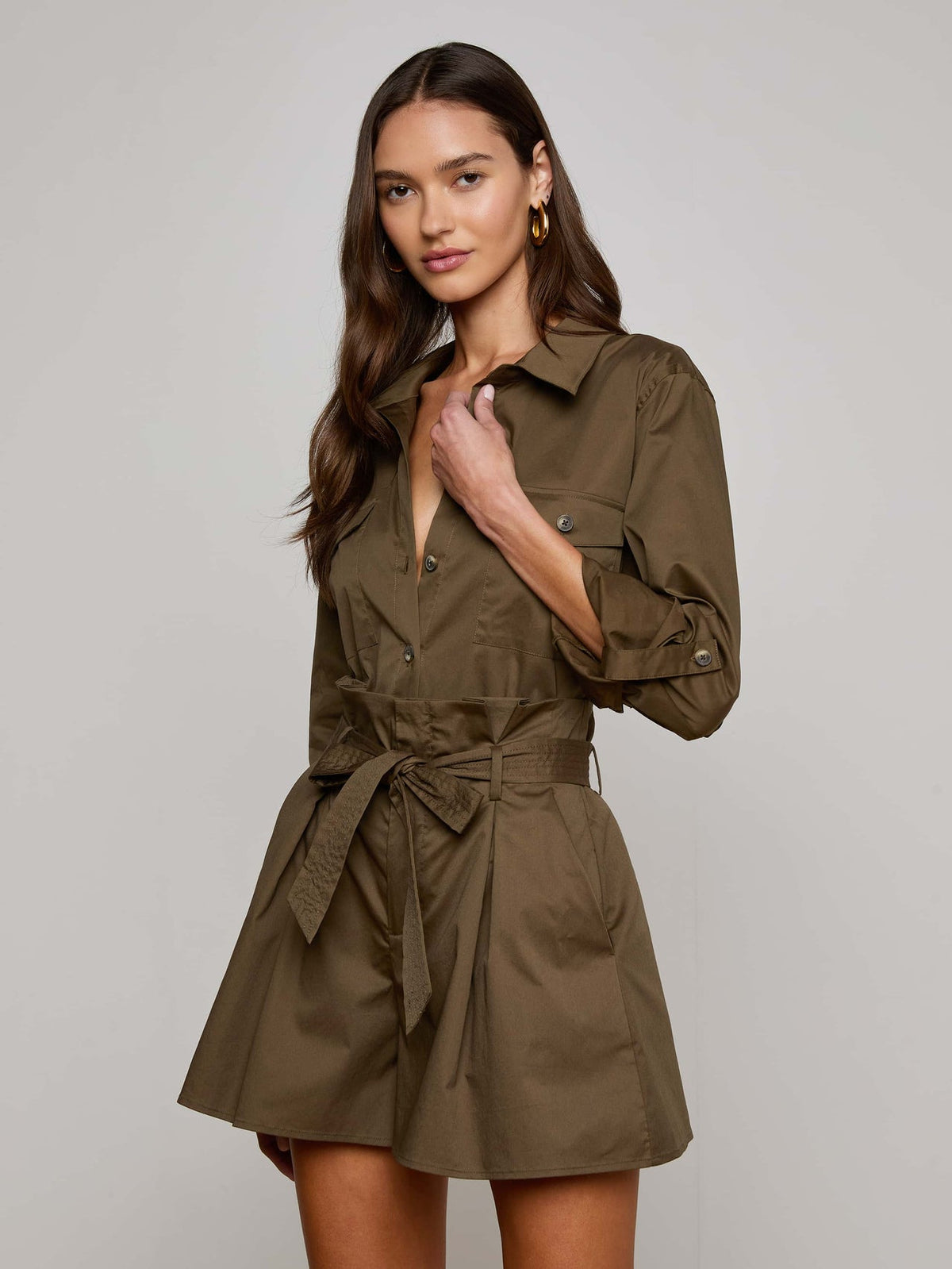 Pearson Safari Blouse in Pine | L'AGENCE discount
