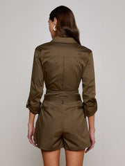 Pearson Safari Blouse in Pine | L'AGENCE discount
