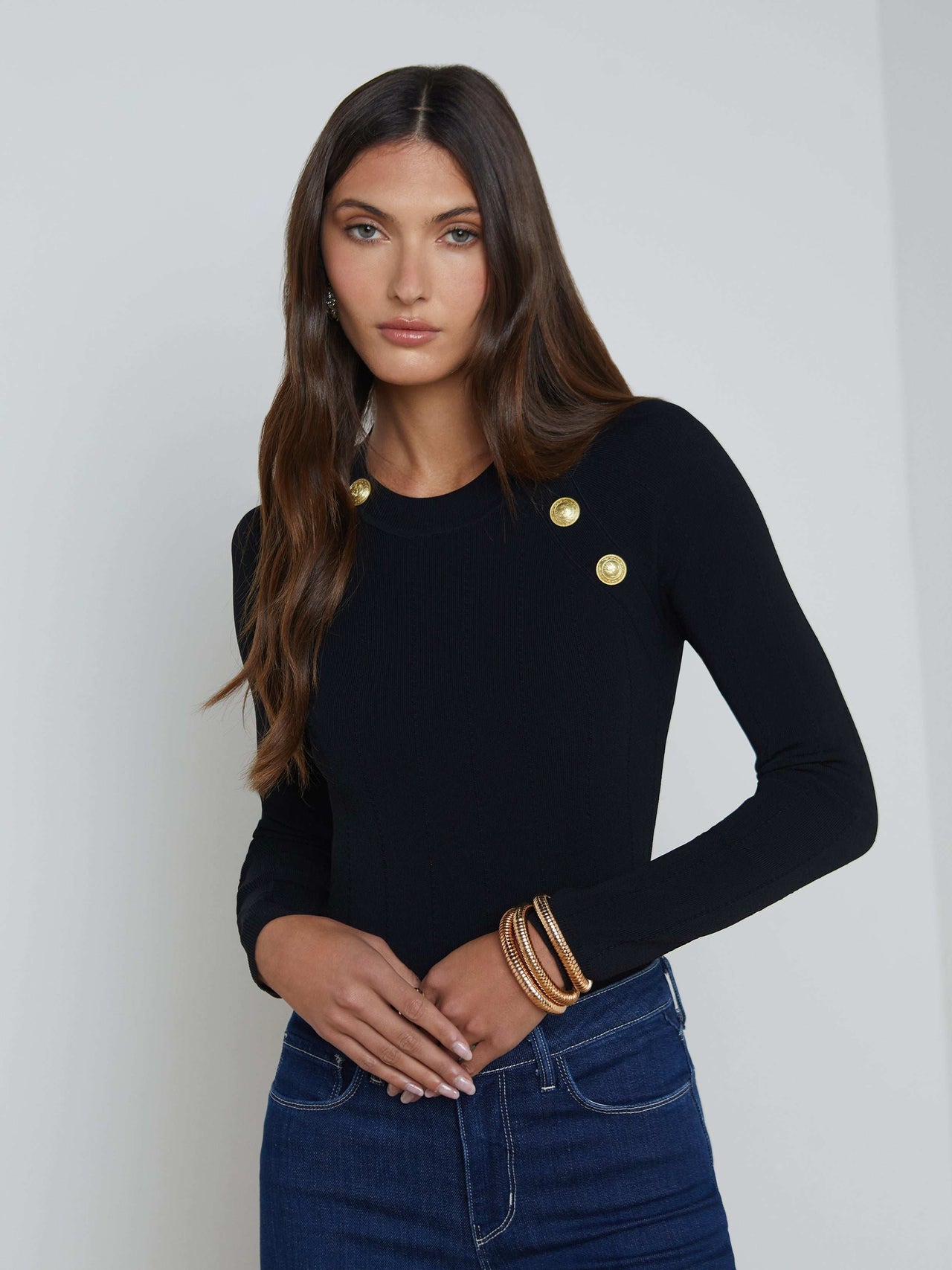 Gretchen Pullover in Black/Gold | L'AGENCE US
