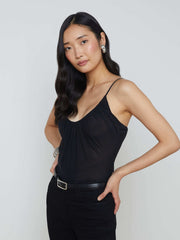 Gelina Ruched Bodysuit in Black | L'AGENCE US