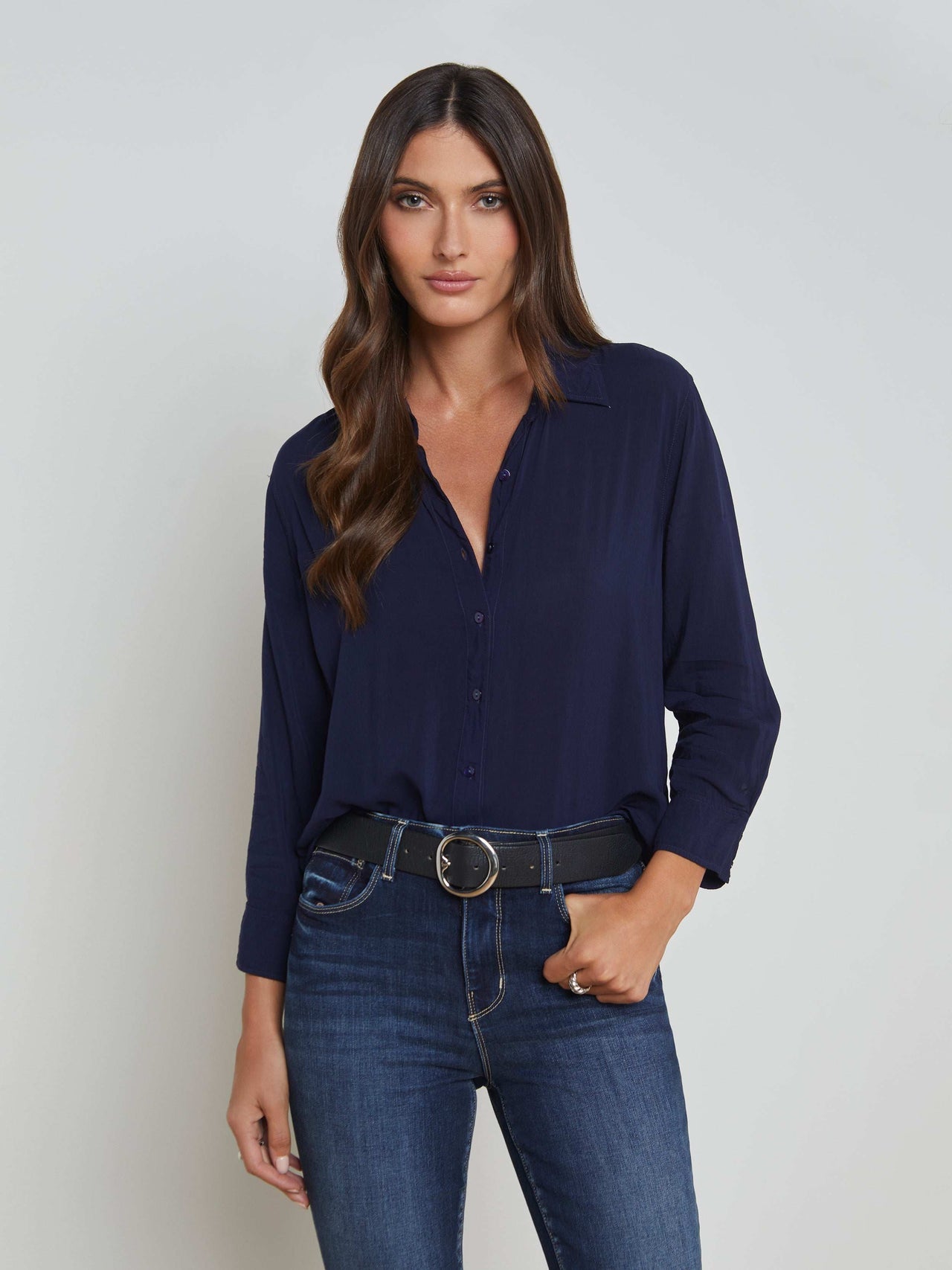 Marlene Blouse in Navy | L'AGENCE near me