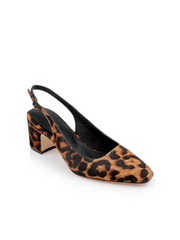 Elaina Leather Slingback in Natural Leopard Hair | L'AGENCE Women