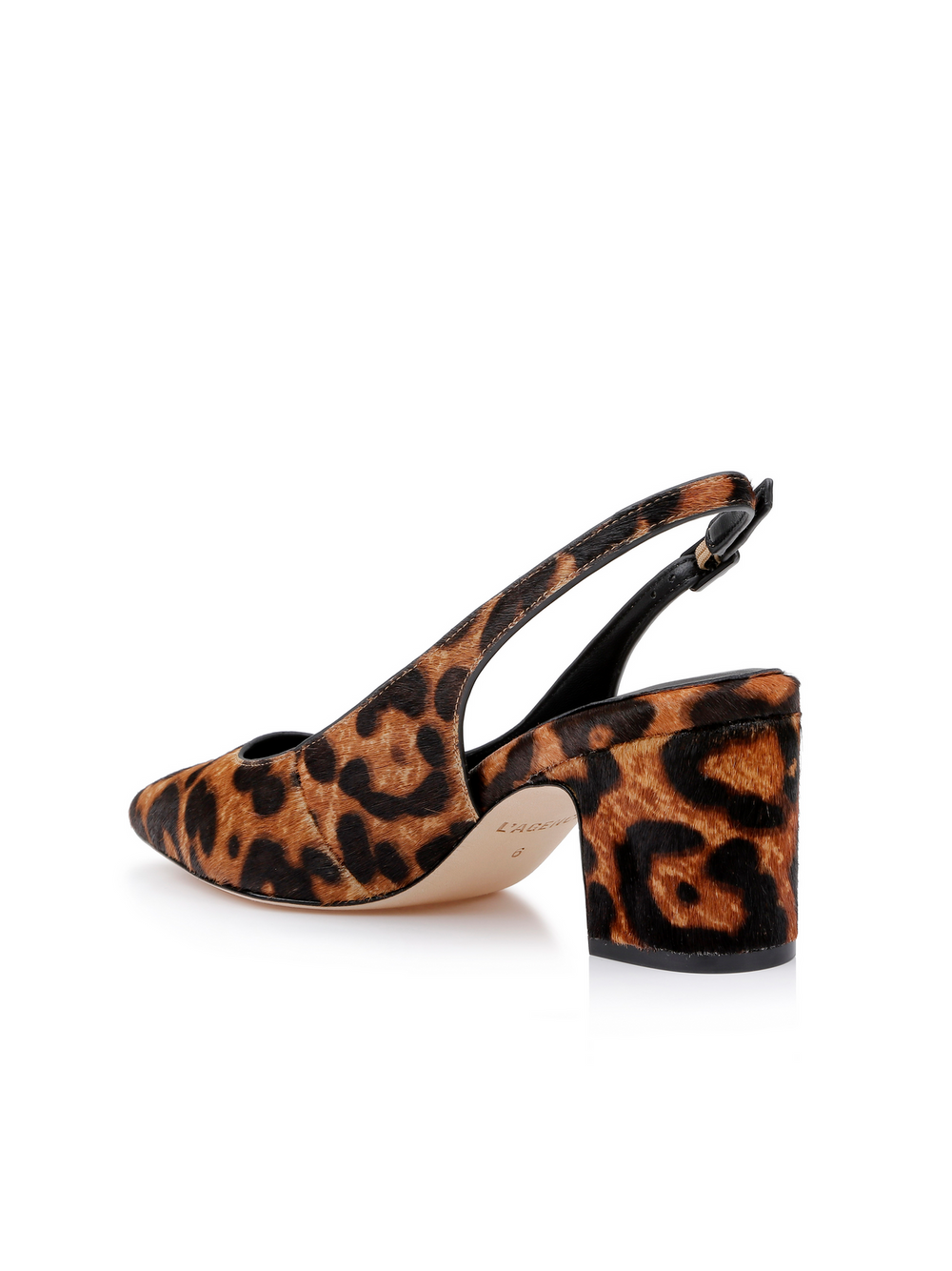 Elaina Leather Slingback in Natural Leopard Hair | L'AGENCE Women