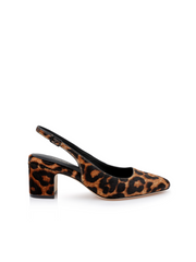 Elaina Leather Slingback in Natural Leopard Hair | L'AGENCE Women