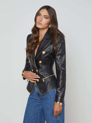 Ottilie Leather Blazer in Black | L'AGENCE Women