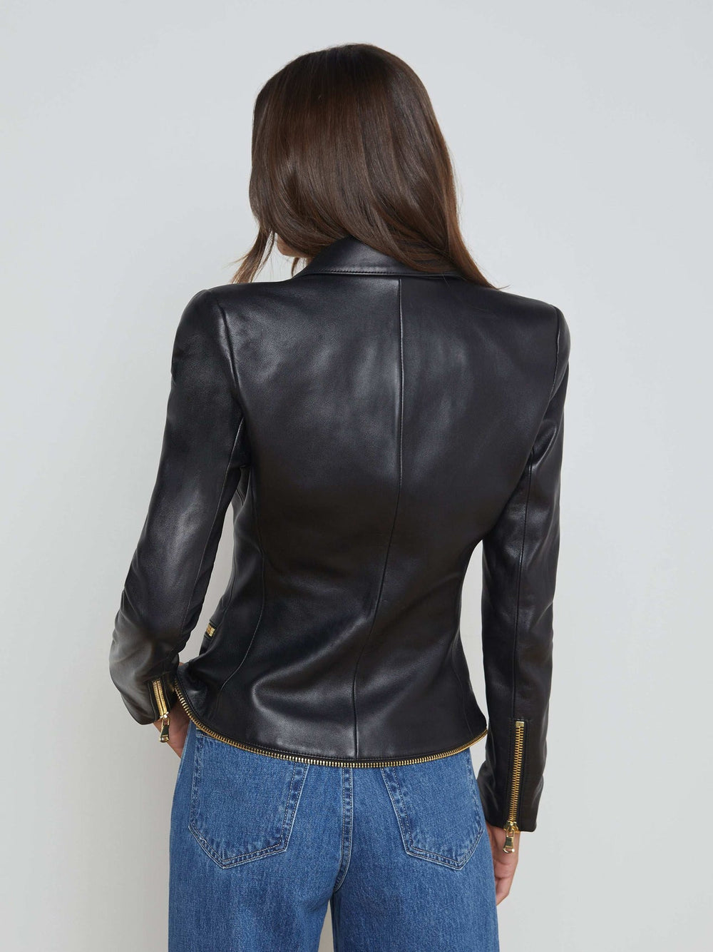 Ottilie Leather Blazer in Black | L'AGENCE Women