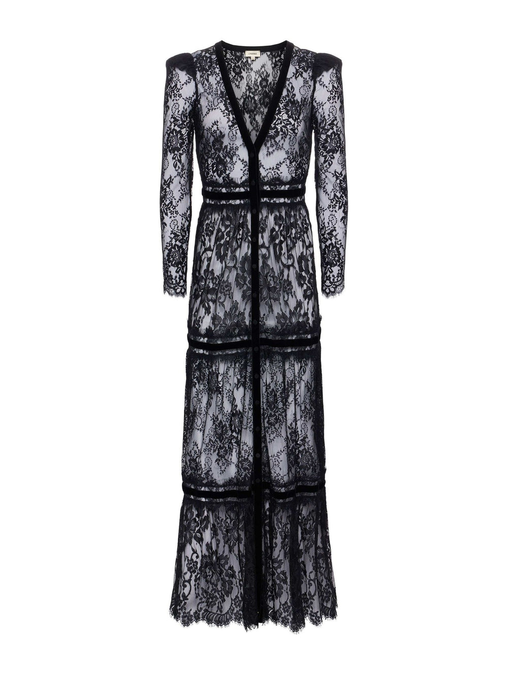 Poe Lace Maxi Dress in Black | L'AGENCE US