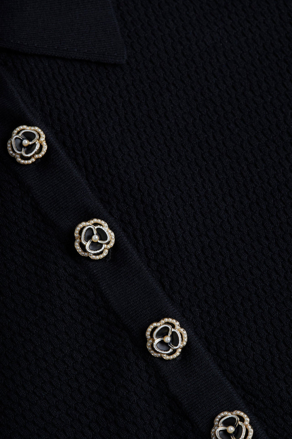 Sterling Long Sleeve Sweater in Black/Jewel Button | L'AGENCE Women