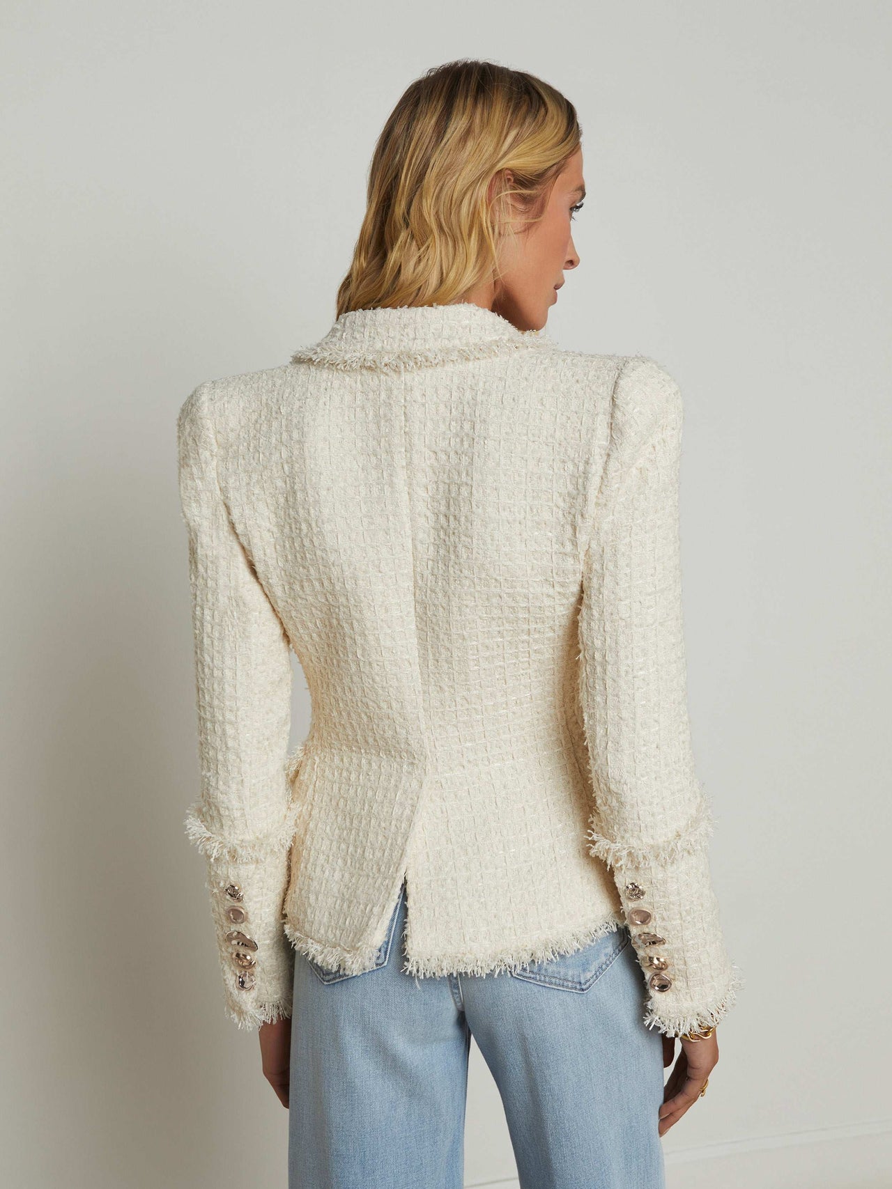 Kaisley Tweed Blazer in Vintage White | L'AGENCE sale