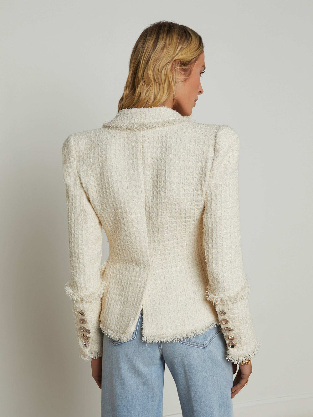 Kaisley Tweed Blazer in Vintage White | L'AGENCE sale