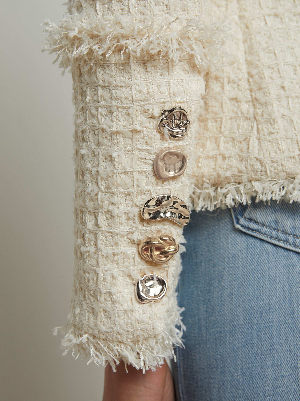 Kaisley Tweed Blazer in Vintage White | L'AGENCE sale