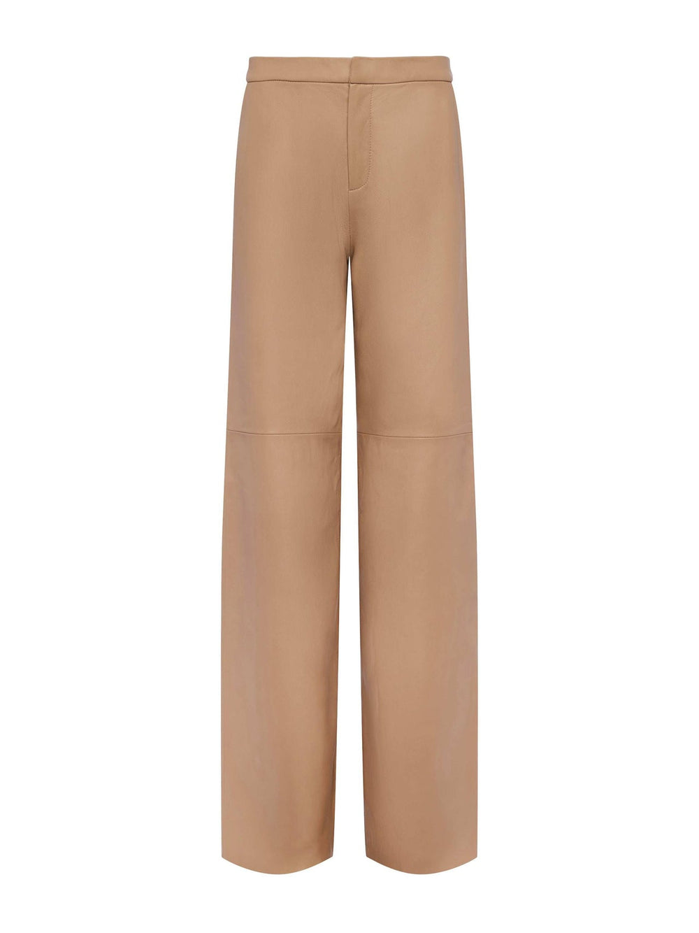 Livvy Leather Straight-Leg Trouser in Cappuccino | L'AGENCE online