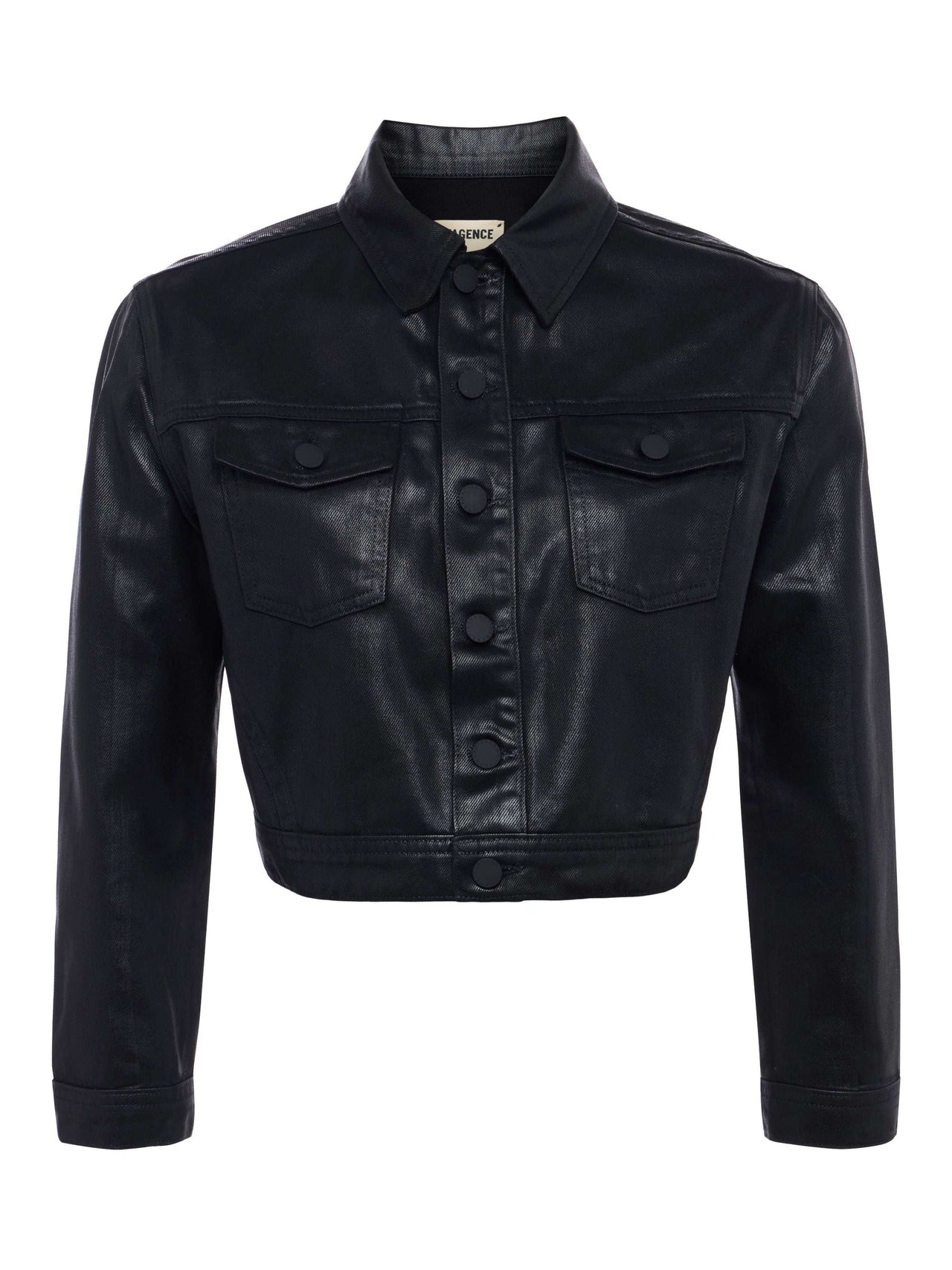 Koda Coated Jean Jacket in Noir Coated | L'AGENCE for sale