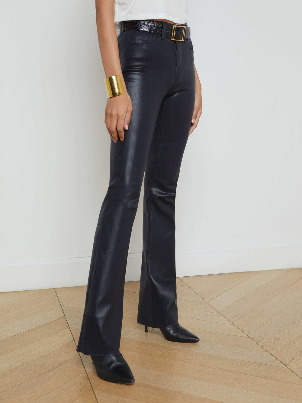 Ruth Coated Straight-Leg Jean in Metro Coated | L'AGENCE discount
