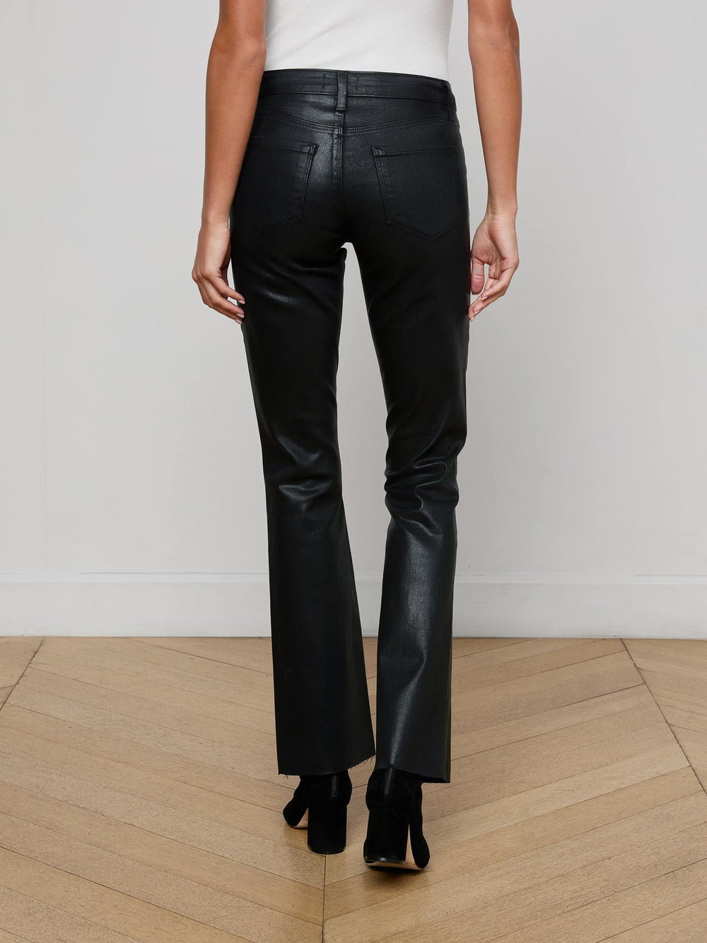 Sneeki Coated Straight-Leg Jean in Noir Coated | L'AGENCE Women