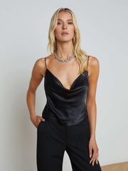 Calista Silk Camisole in Black | L'AGENCE for sale