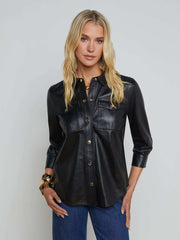 Avina Leather Shirt in Black | L'AGENCE online