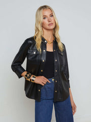 Avina Leather Shirt in Black | L'AGENCE online