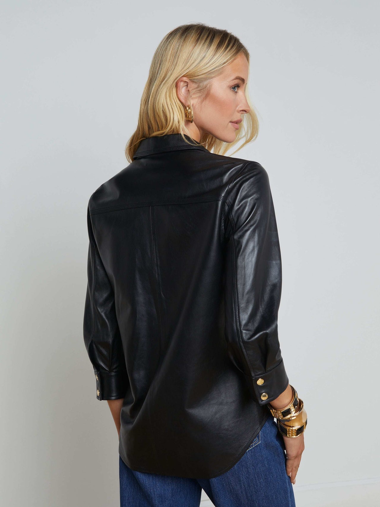 Avina Leather Shirt in Black | L'AGENCE online