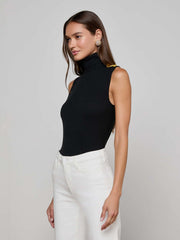 Ceci Sleeveless Turtleneck in Black/Gold | L'AGENCE Women