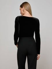 Jelena Velvet Top in Black | L'AGENCE US