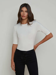 Saundra Jersey Tee in White | L'AGENCE sale