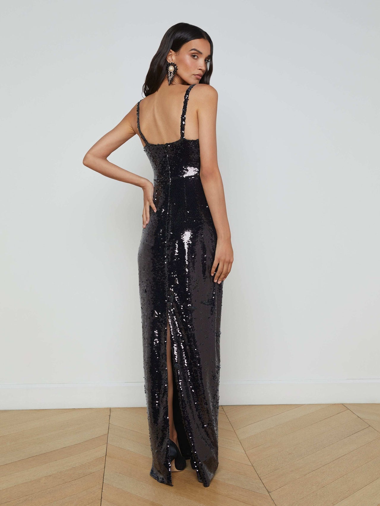 Karma Sequin Maxi Dress in Black | L'AGENCE online