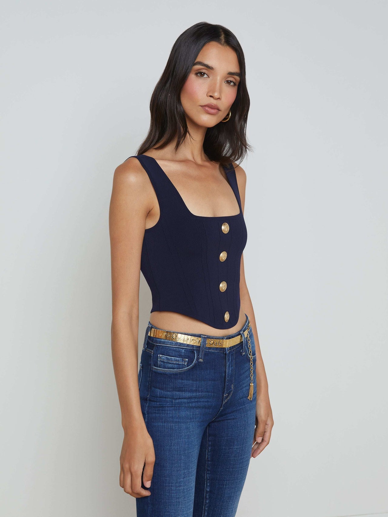 Saga Top in Midnight/Gold | L'AGENCE US