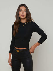 Kamdyn Cropped Turtleneck in Black/Gold | L'AGENCE near me