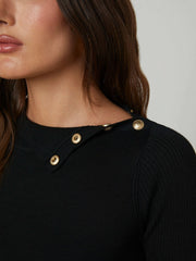Kamdyn Cropped Turtleneck in Black/Gold | L'AGENCE near me