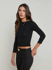 Kamdyn Cropped Turtleneck in Black/Gold | L'AGENCE near me
