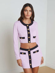 Adaline Cardigan Cover-Up in Light Violet/Black | L'AGENCE US