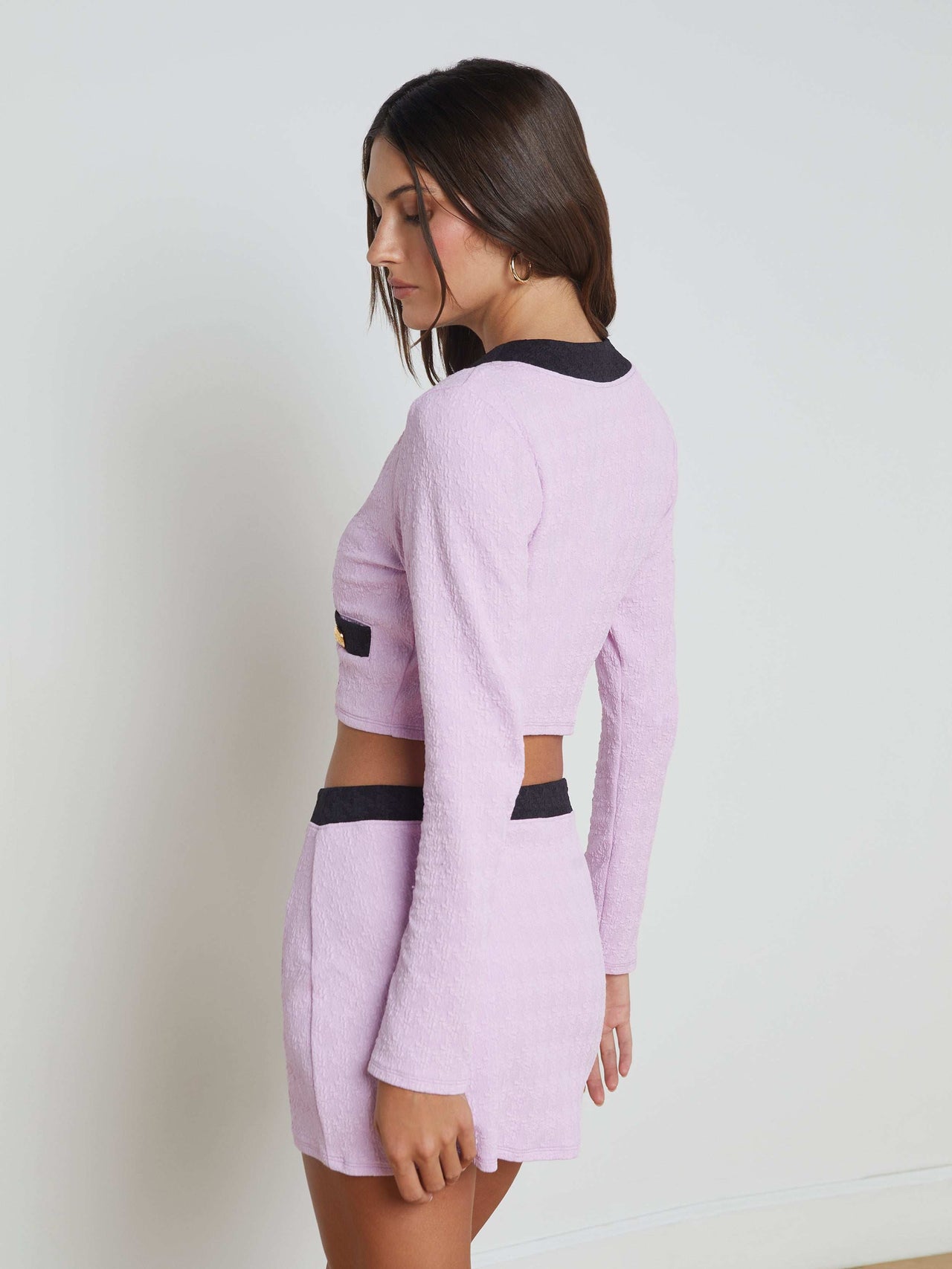 Adaline Cardigan Cover-Up in Light Violet/Black | L'AGENCE US
