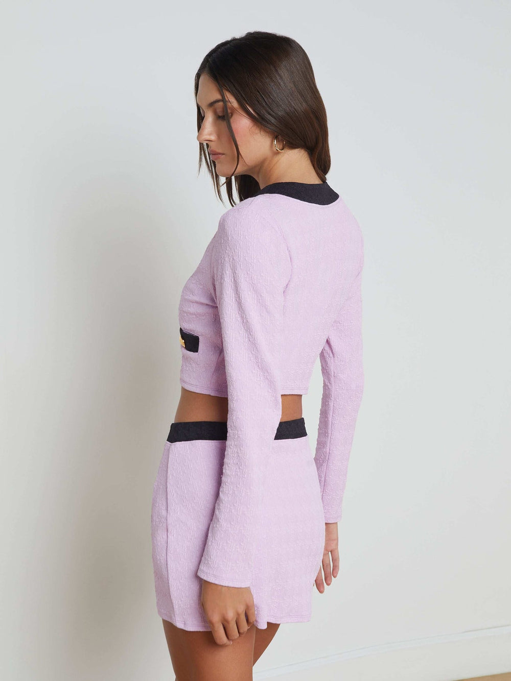 Adaline Cardigan Cover-Up in Light Violet/Black | L'AGENCE US