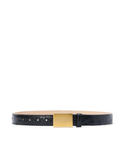 Amerie Belt in Black Croc Embossed | L'AGENCE Women