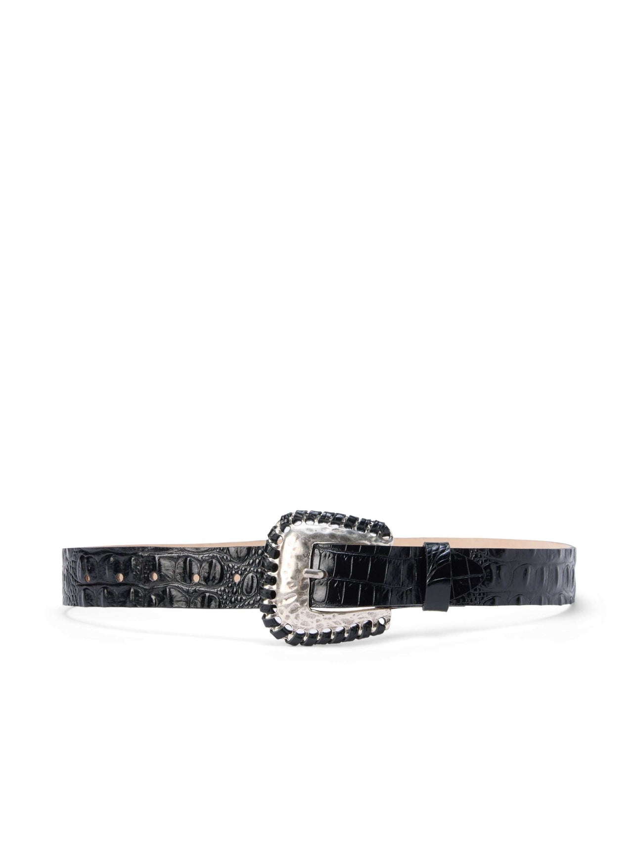 Brisa Belt in Black Croc Embossed | L'AGENCE discount