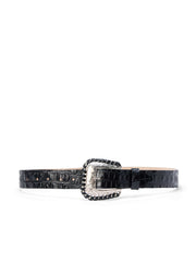 Brisa Belt in Black Croc Embossed | L'AGENCE discount