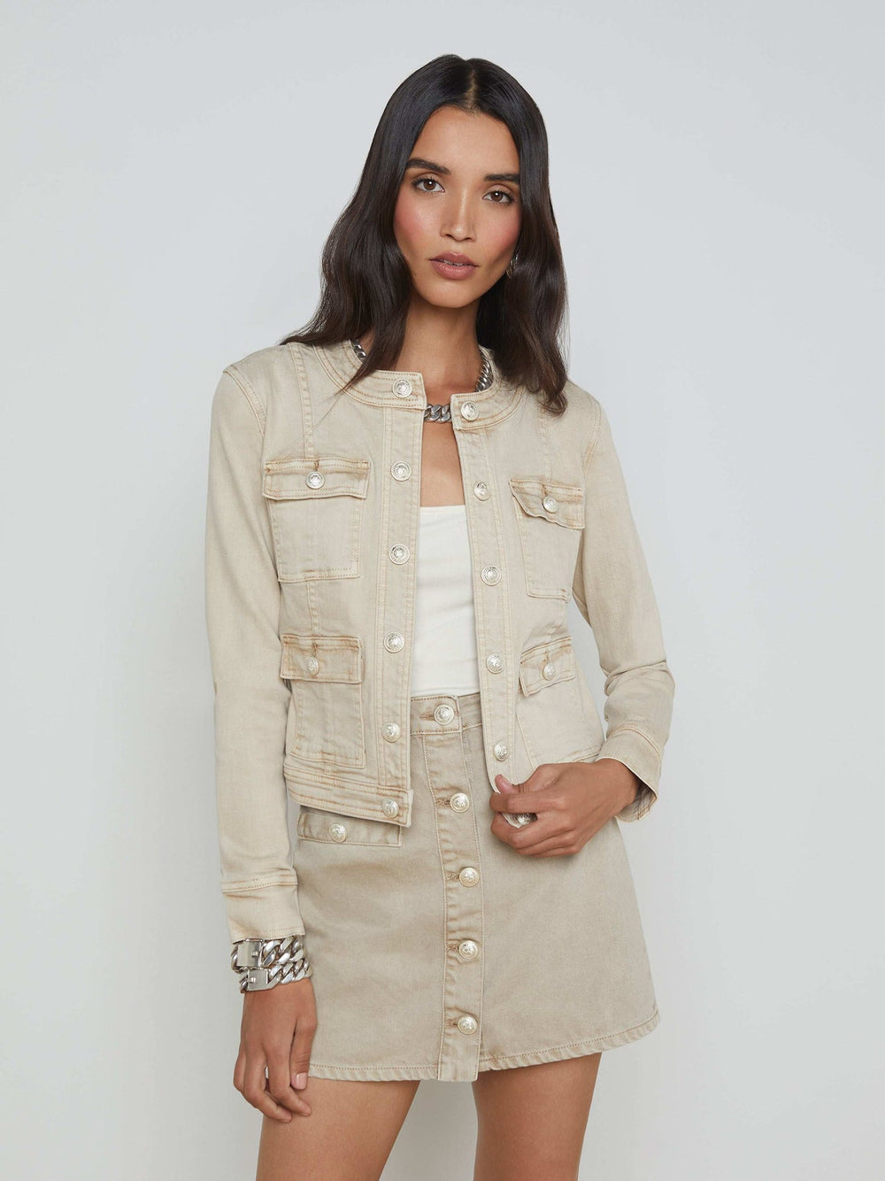 Yari Jean Jacket in Biscuit | L'AGENCE US